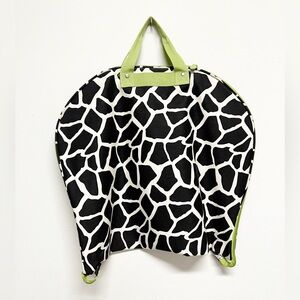Trendy Boutique Stylish Black White Lime Green Giraffe Print Travel Garment Bag